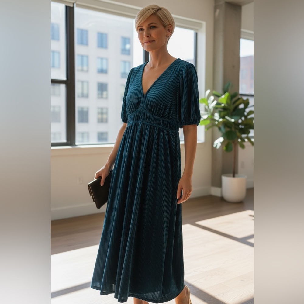 Chic Teal Midi Dress